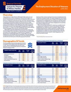 Cover of July veteran employment report